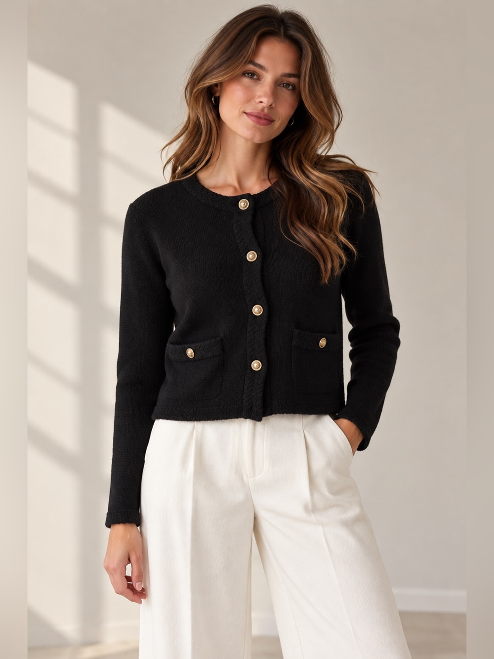 J.Crew Factory Cotton Lady Jacket Cardigan Sweater Black With Buttons